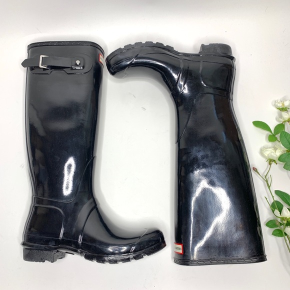 Hunter Shoes - HUNTER Boots Black Glossy Tall Boots